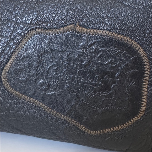 Vintage Carlos Falchi Buffalo Clutch Bag, Black Leather - Picture 3 of 13